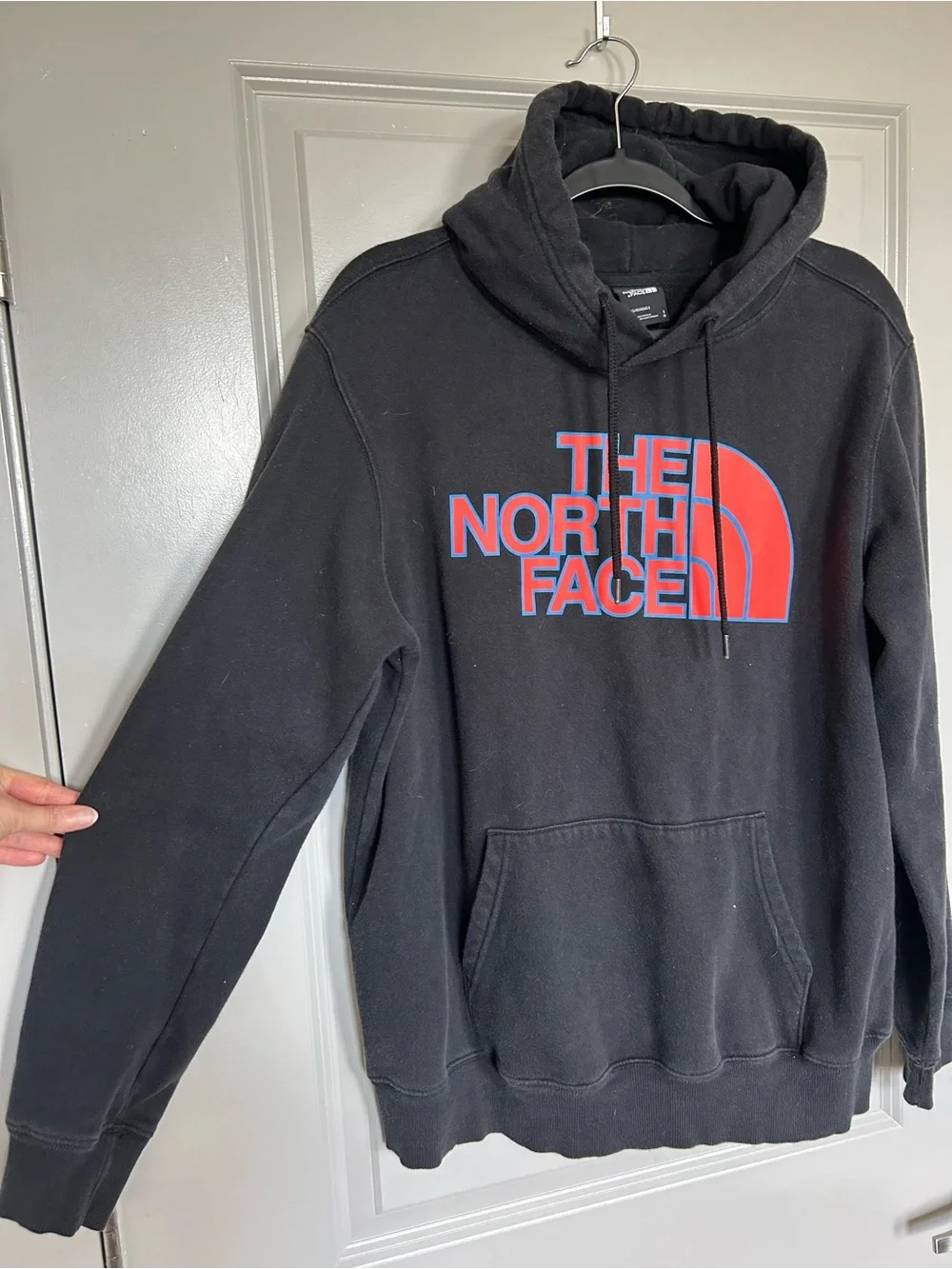 The North Face Black Pullover Hoodie with Red Logo